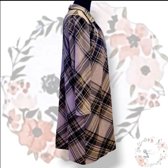 R&K Gray and Black Plaid Long Sleeve Dress. Size L - Picture 5 of 6